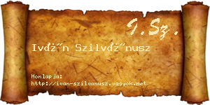 Iván Szilvánusz névjegykártya